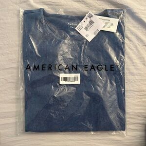 Brand New Blue American Eagle Ribbed T-shirt Large